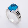 David Yurman Wheaton Petite Blue Topaz 0.08tcw Diamond Ring Size 5.5