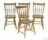 Set of four New England painted Windsor side chairs, ca. 1840