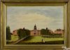 Oil on canvas view of Taunton Hospital, Massachusetts, mid 19th c., 15 1/2'' x 23 1/2''.