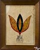 Pennsylvania ink and watercolor drawing of a tulip, 19th c., inscribed verso Adam Weaver