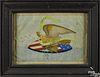 Ink and watercolor patriotic drawing, late 19th c., probably New England, depicting an eagle