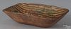 Pennsylvania or New Jersey redware loaf dish, 19th c., with yellow and green slip decoration