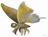 Painted carved wood and zinc butterfly lawn ornament, early 20th c., 12'' h., 13'' w.