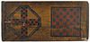 Painted pine double gameboard, 19th c., retaining its original black, red, and green surface