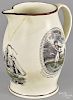 Liverpool Herculaneum earthenware pitcher, early 19th c., with a transfer memorial to Washington
