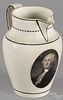 English pearlware pitcher, early 19th c., with a transfer decorated bust of George Washington