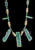 Costa Rican Gold & Jadeite Bead Necklace w/ Emeralds