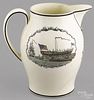 Liverpool Herculaneum cream colored earthenware pitcher, early 19th c., with transfer decoration