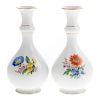 Pr Meissen Porcelain Floral Decorated Bottle Vases