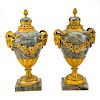 Pair Louis XVI Style Marble and Bronze Cassolettes
