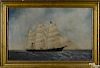 American oil on board seascape, late 19th c., depicting the U.S. ship Matchless