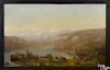 Frederick A. Butman (American 1820-1871), oil on canvas landscape depicting a lake with mountains