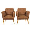 Pair Mid-Century Modern Upholstered Armchairs