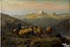 Newbold Hough Trotter (American 1827-1898), oil on canvas mountain landscape with elk