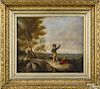 James Bogle (American 1817-1873), oil on canvas depicting boys fishing, inscribed verso