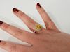 18K Yellow Gold, Diamond, & Yellow Sapphire Ring