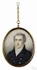 Miniature watercolor on ivory portrait of a gentleman, early 19th c., the reverse contains a lock