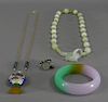 Chinese Hardstone Necklace Bracelet Ring Group