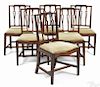 Set of six Philadelphia Federal mahogany dining chairs, ca. 1810, each with a square back
