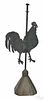 Painted tin rooster weathervane, 19th c., retaining an old blue surface
