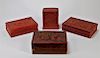 4 Antique Chinese Cinnabar Lacquerware Box Group