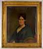 C.1850 American O/C Portrait Painting of a Woman