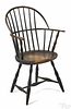 New England sackback Windsor chair, ca. 1790, retaining an old dry dark green surface.