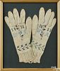 Pair of Lancaster County, Pennsylvania beaded and crocheted gloves, dated 1838, initialed WR