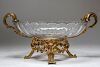 Rococo Manner Centerpiece Bowl Gilt Bronze & Glass