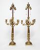 Neoclassical Manner Gilt Brass Candelabra/Lamps Pr
