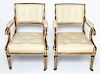 Regency Painted & Giltwood Armchairs / Chairs Pair