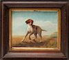 James L. Scudder "Pointer and Bird" Oil on Board