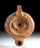 Roman Pottery Oil Lamp w/ Roosters