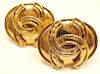 CHANEL VINTAGE FRENCH COUTURE LARGE GOLD TONE CLIP-ON