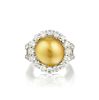 A Very Fine South Sea Golden Cultured Pearl and Diamond Ring