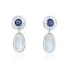 A Pair of Sapphire and Moonstone Earrings