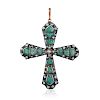 Antique Emerald and Diamond Large Cross Pendant