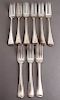 English Sterling Silver Dinner Forks, Group of 9