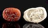 Mesopotamian Banded Agate Stamp Seal w/ Lion & Ibex