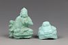 SET OF TWO CHINESE TURQUOISE BUDDHA CARVINGS