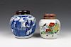 SET OF CHINESE FAMILLE-ROSE, BLUE AND WHITE JARS, QING 
