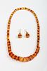 GROUP OF AMBER NECKLACE AND EARRINGS