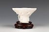 CHINESE BLANC-DE-CHINE LIBATION CUP WITH STAND