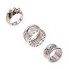 Tres anillos de plata .925 de las firmas Bulgari. Tane y Tiffany & Co. Peso: 29.4g.