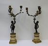 Pair of Patinated and Gilt Bronze Putti Form