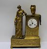 French Bronze Figural Mantle Clock Sgd Thomas A