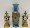 A Pair of Glit Bronze Urns with Sevres Porcelain