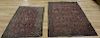 2 Antique And Finely Hand Woven Sarouk Area Rugs.
