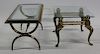 Lot of 2 Brass And Glass Top Coffee Tables