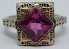 JEWELRY. 14kt Gold and 3.30ct Pink Gem Ring.